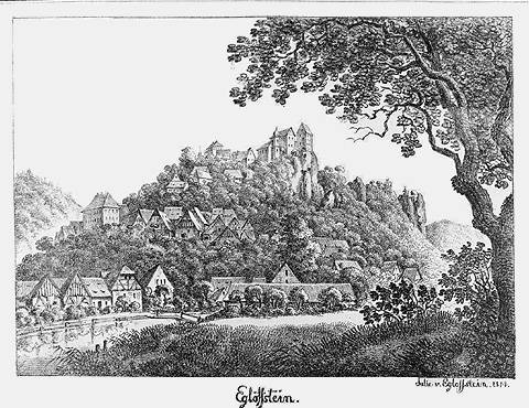 Historisches Egloffstein: Lithographie von Julie v. Egloffstein ca. 1896